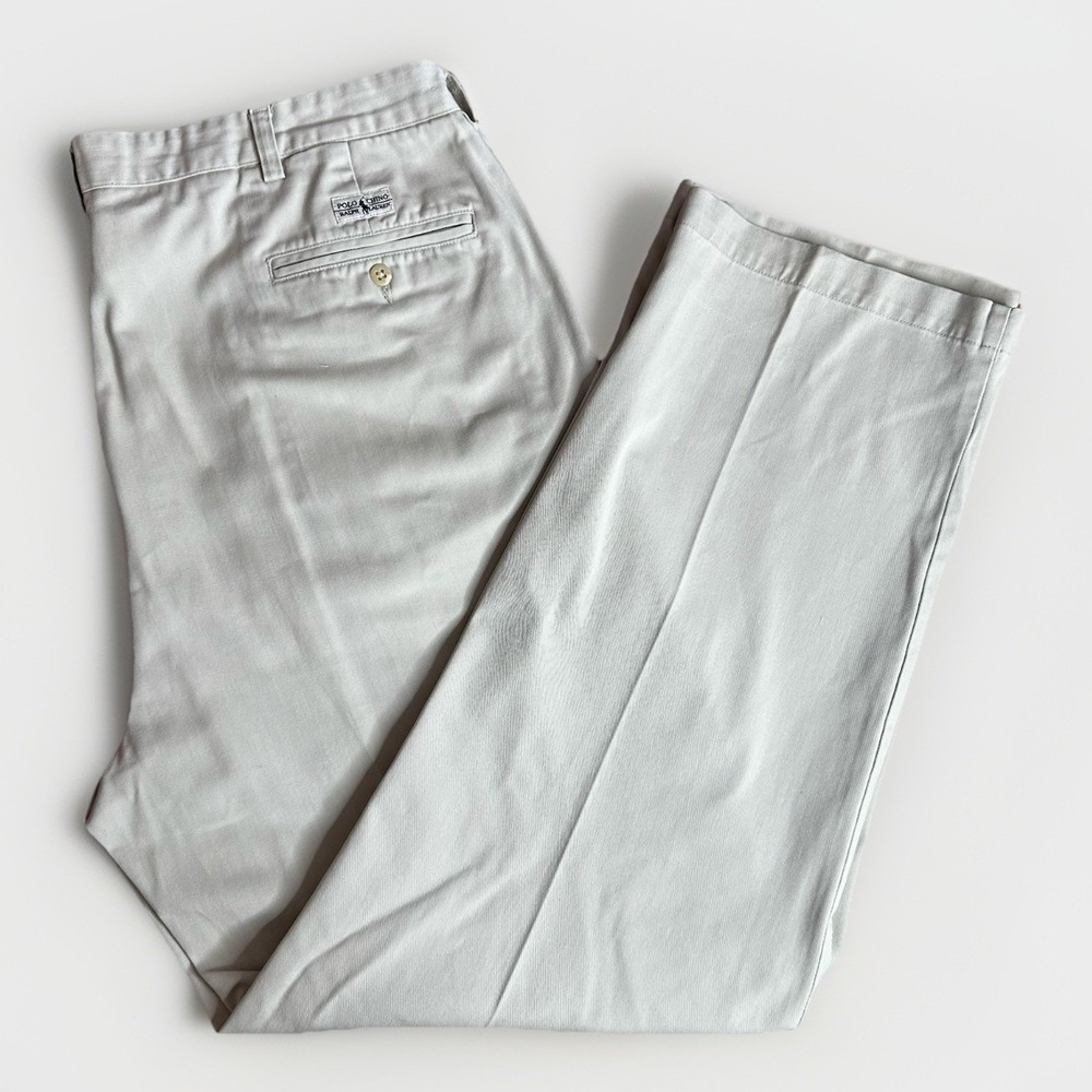 Vintage Polo Ralph Lauren Andrew Pants Mens 42x32 Khaki Cotton Double-Pleat Y2K